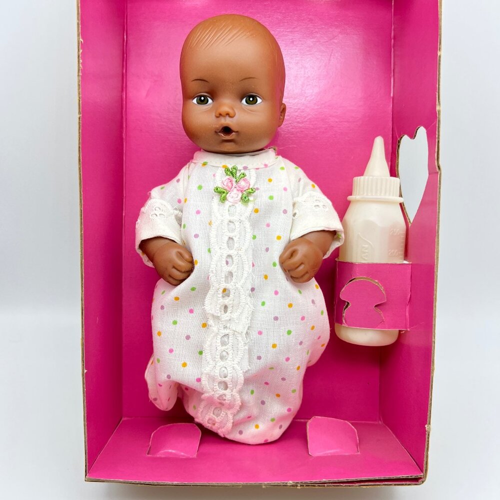 Horsman Teensie Sofskin Soft Skin Drink Wet AA Black Doll 7” From 1988 - HTF
